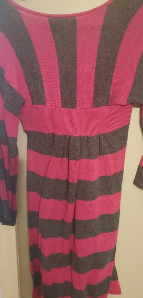 Gray and raspberry stripe Express sweater dress - Picture 3 of 3